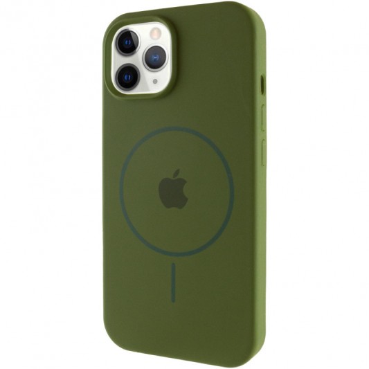Чехол Silicone Case Full Protective (AA) with MagSafe для Apple iPhone 12 Pro Max (6.7") Зеленый / Dark Olive