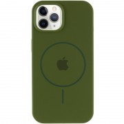 Чехол Silicone Case Full Protective (AA) with MagSafe для Apple iPhone 12 Pro Max (6.7") Зеленый / Dark Olive