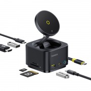Компактний БЗП+HUB Baseus MagPro Series II 7-in-1 в чорному кольорі