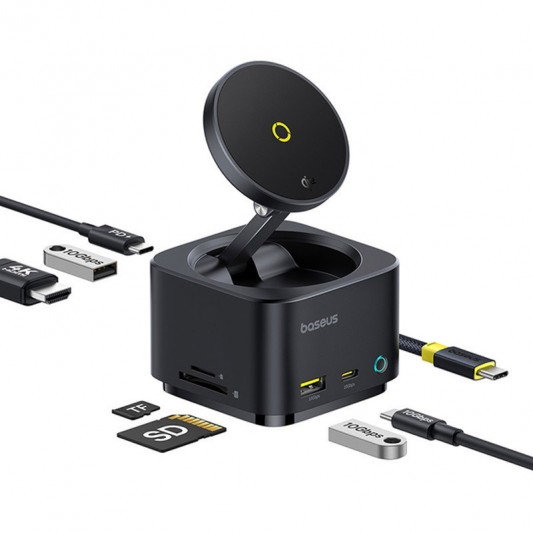 БЗП+HUB Baseus MagPro Series II 7-in-1 (USB-C to HDMI 4K 60Hz+2USB-А+2C+1SD/TF) (B000729001) Cosmic Black - изображение 5