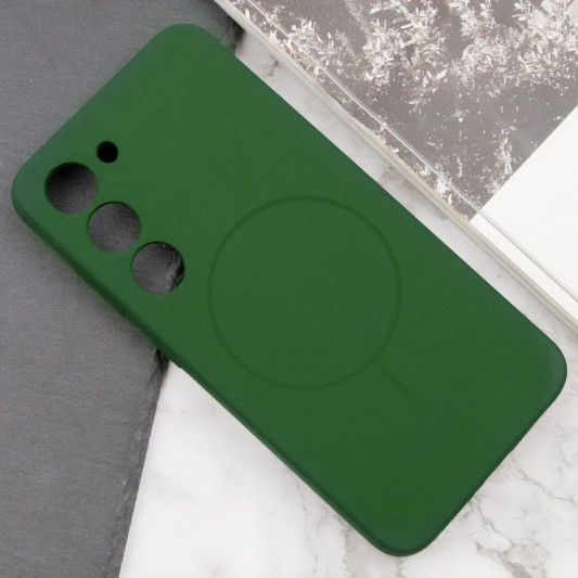 Чехол Silicone Cover Lakshmi Full Camera (AA) with MagFit для Samsung Galaxy S23 Зеленый / Dark green - изображение 2