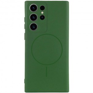 Чехол Silicone Cover Lakshmi Full Camera (AA) with MagFit для Samsung Galaxy S23 Ultra Зеленый / Dark green