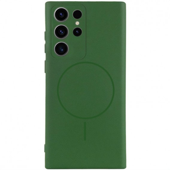 Чехол Silicone Cover Lakshmi Full Camera (AA) with MagFit для Samsung Galaxy S23 Ultra Зеленый / Dark green