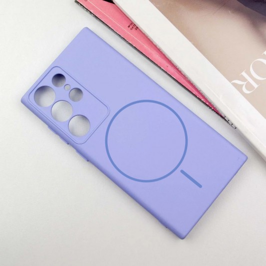 Чехол Silicone Cover Lakshmi Full Camera (AA) with MagFit для Samsung Galaxy S23 Ultra Сиреневый / Dasheen - изображение 1