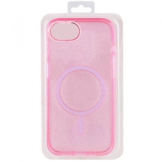 Чехол TPU Galaxy Sparkle (MagFit) для Apple iPhone 16e (6.1") Pink+Glitter - изображение 2