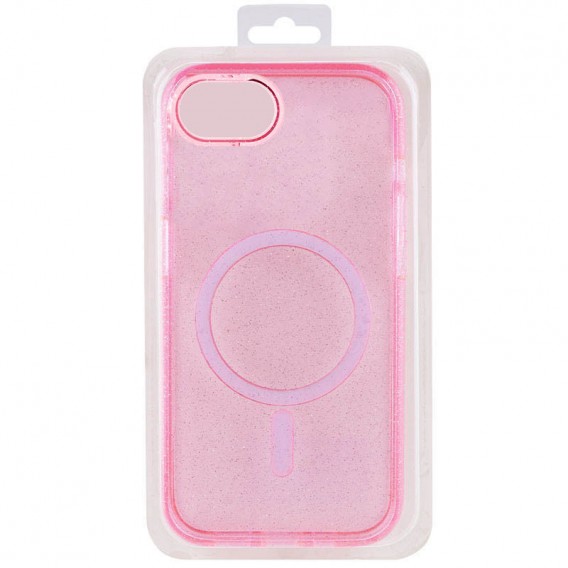 Чохол TPU Galaxy Sparkle (MagFit) для Apple iPhone 16e (6.1") Pink+Glitter