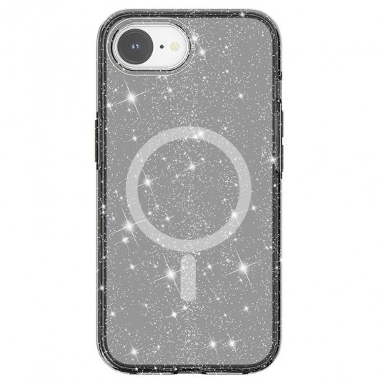 Чехол TPU Galaxy Sparkle (MagFit) для Apple iPhone 16e (6.1") Black+Glitter