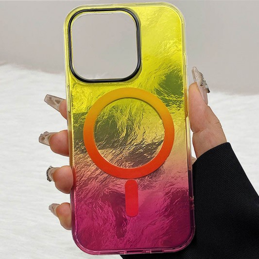 Чехол TPU Shiny Mountain (MagFit) для Apple iPhone 15 Pro (6.1") Yellow / Pink - изображение 1