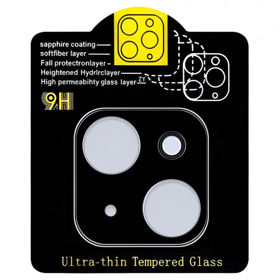Захисне скло на камеру Full Block (тех.пак) для Apple iPhone 15 (6.1") / 15 Plus (6.7") Чорний