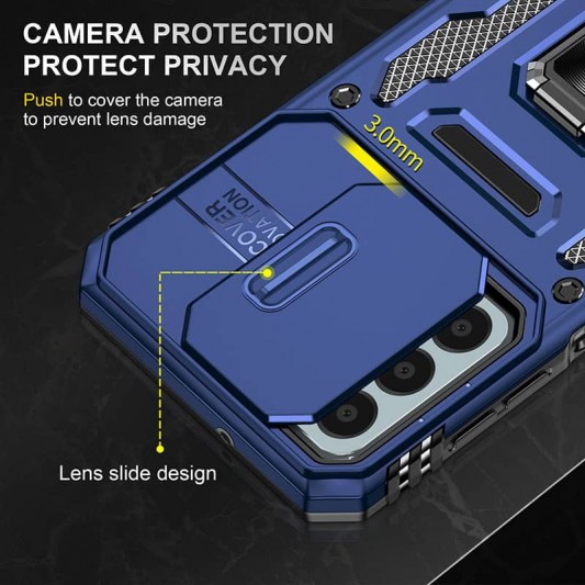 Ударопрочный чехол Camshield Army Ring для Samsung Galaxy A24 4G Синий / Navy - изображение 3