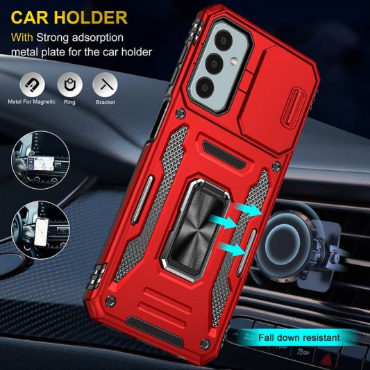 Ударопрочный чехол Camshield Army Ring для Samsung Galaxy A24 4G Красный / Red - изображение 2