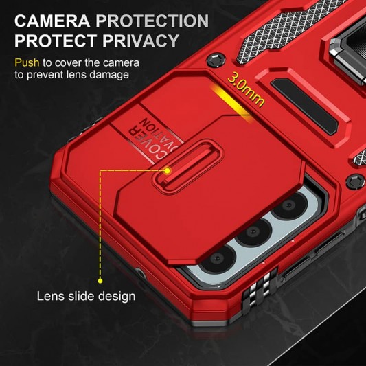 Ударопрочный чехол Camshield Army Ring для Samsung Galaxy A24 4G Красный / Red - изображение 4
