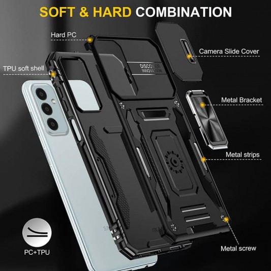 Ударопрочный чехол Camshield Army Ring для Samsung Galaxy A24 4G Черный/Black - изображение 3