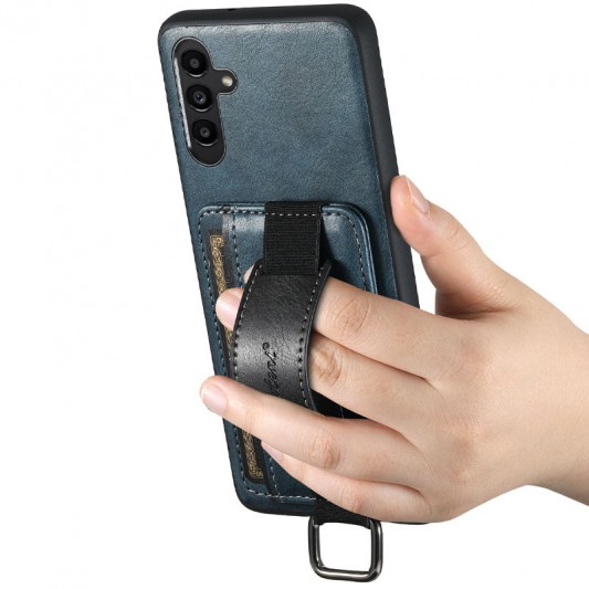Кожаный чехол Wallet case and straps для Samsung Galaxy A24 4G Синий / Blue - изображение 2