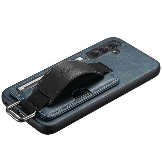 Кожаный чехол Wallet case and straps для Samsung Galaxy A24 4G Синий / Blue - изображение 4