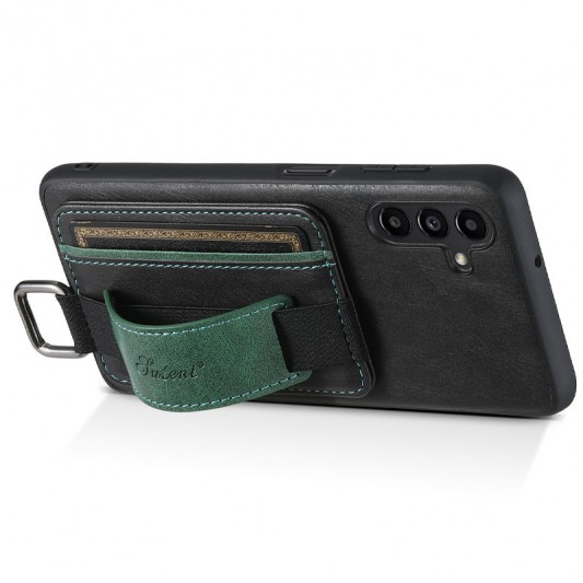 Кожаный чехол Wallet case and straps для Samsung Galaxy A24 4G Черный / Black - изображение 3