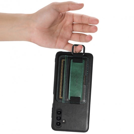 Кожаный чехол Wallet case and straps для Samsung Galaxy A24 4G Черный / Black - изображение 5