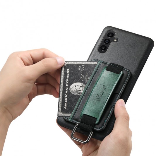 Кожаный чехол Wallet case and straps для Samsung Galaxy A24 4G Черный / Black - изображение 6
