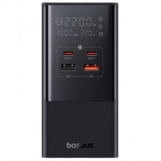 Зарядний пристрій Baseus PowerCombo Tower PowerStrip 100W (2USB-A/2C/2Socket) (1.5m) (E00023609113-00) Cluster Black - зображення 2 