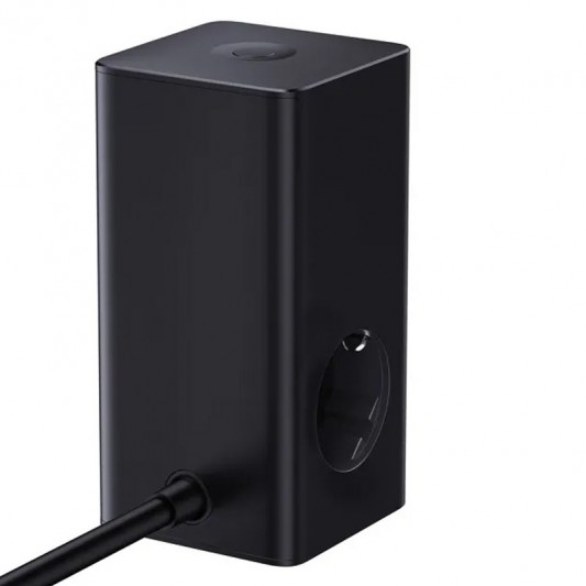 Зарядний пристрій Baseus PowerCombo Tower PowerStrip 100W (2USB-A/2C/2Socket) (1.5m) (E00023609113-00) Cluster Black - зображення 3 