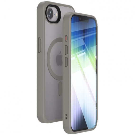 TPU+PC чохол Metal Buttons with MagSafe Colorful для Apple iPhone 16e (6.1") Сірий / Grey