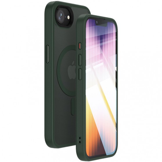 TPU+PC чохол Metal Buttons with MagSafe Colorful для Apple iPhone 16e (6.1") Зелений / Dark Green