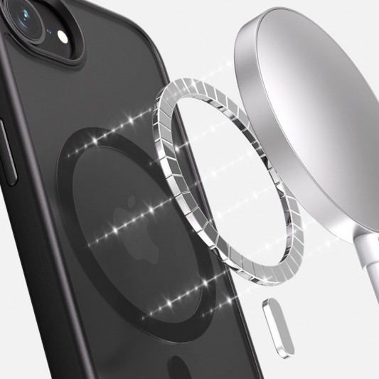 TPU+PC чехол Metal Buttons with MagSafe Colorful для Apple iPhone 16e (6.1") Черный / Black - изображение 1