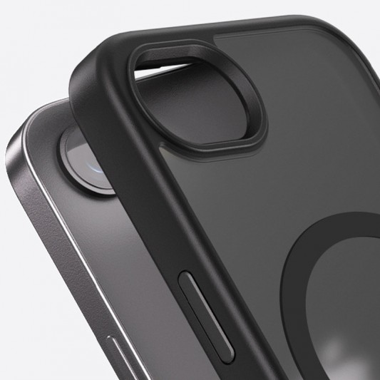 TPU+PC чехол Metal Buttons with MagSafe Colorful для Apple iPhone 16e (6.1") Черный / Black - изображение 3