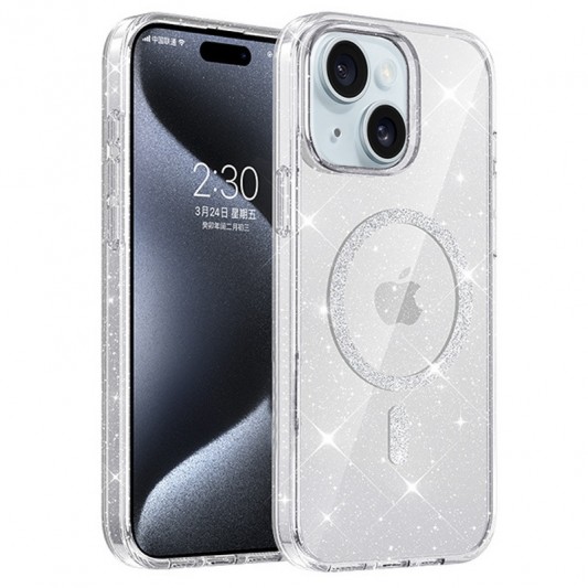 Чехол TPU Eclipse Sparkle (MagFit) для Apple iPhone 14/13 (6.1") Clear
