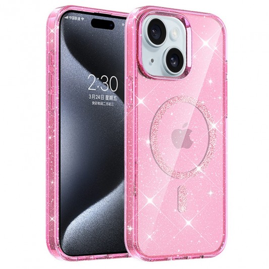 Чехол TPU Eclipse Sparkle (MagFit) для Apple iPhone 14/13 (6.1") Pink