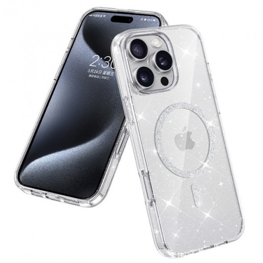 Чехол TPU Eclipse Sparkle (MagFit) для Apple iPhone 16 Pro (6.3") Clear - изображение 1
