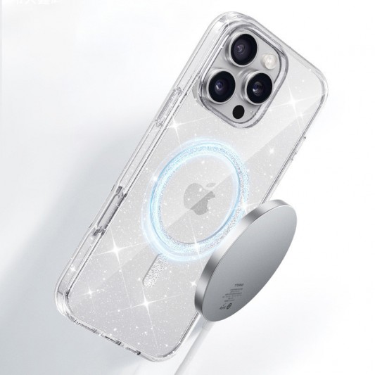 Чехол TPU Eclipse Sparkle (MagFit) для Apple iPhone 16 Pro (6.3") Clear - изображение 2