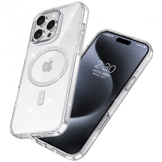 Чехол TPU Eclipse Sparkle (MagFit) для Apple iPhone 16 Pro (6.3") Clear - изображение 6