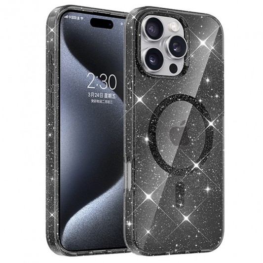 Чехол TPU Eclipse Sparkle (MagFit) для Apple iPhone 16 Pro (6.3") Black