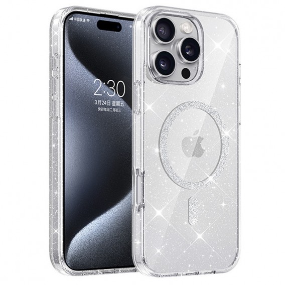 Чехол TPU Eclipse Sparkle (MagFit) для Apple iPhone 16 Pro Max (6.9") Clear