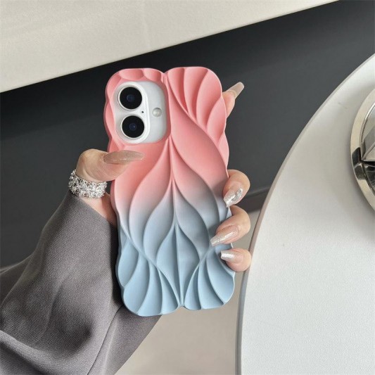 TPU чехол Leaf для Apple iPhone 16 (6.1") Pink/Blue - изображение 1