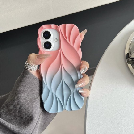 TPU чехол Leaf для Apple iPhone 16 (6.1") Pink/Blue