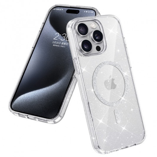 Чехол TPU Eclipse Sparkle (MagFit) для Apple iPhone 14 Pro (6.1") Clear - изображение 1