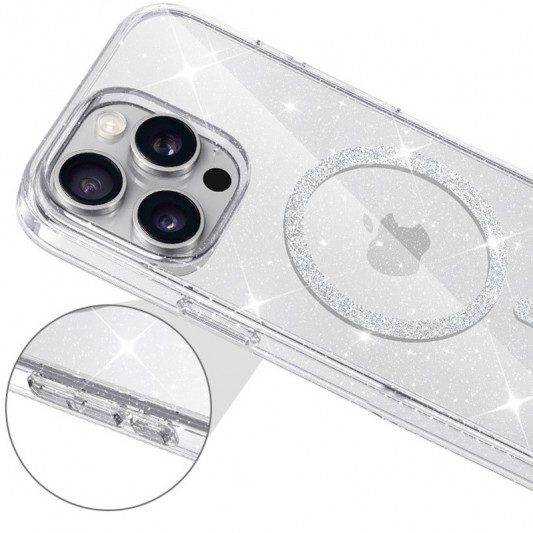 Чехол TPU Eclipse Sparkle (MagFit) для Apple iPhone 14 Pro (6.1") Clear - изображение 2