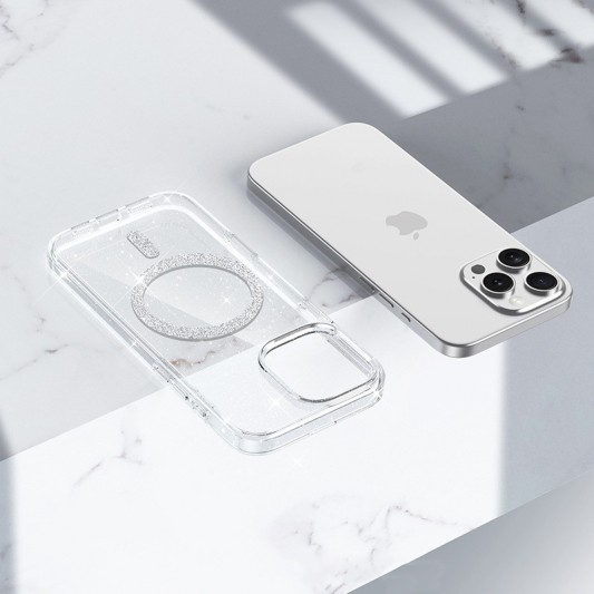 Чехол TPU Eclipse Sparkle (MagFit) для Apple iPhone 14 Pro (6.1") Clear - изображение 3