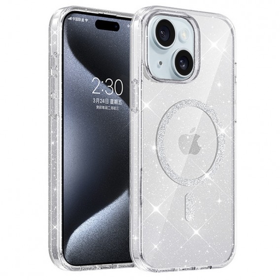 Чохол TPU Eclipse Sparkle (MagFit) для Apple iPhone 15 (6.1") Clear