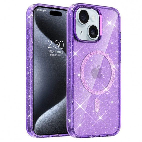 Чехол TPU Eclipse Sparkle (MagFit) для Apple iPhone 15 (6.1") Purple