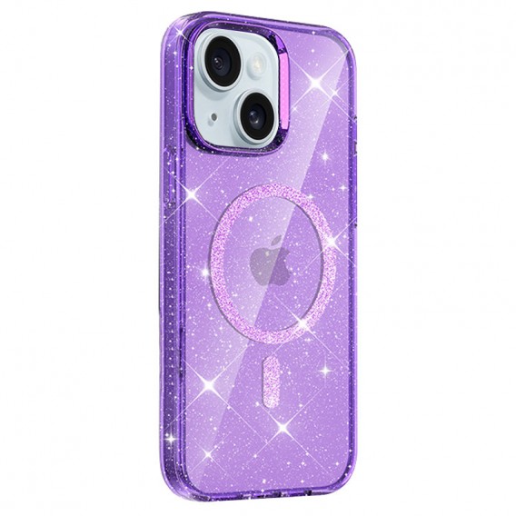 Чехол TPU Eclipse Sparkle (MagFit) для Apple iPhone 15 (6.1") Purple