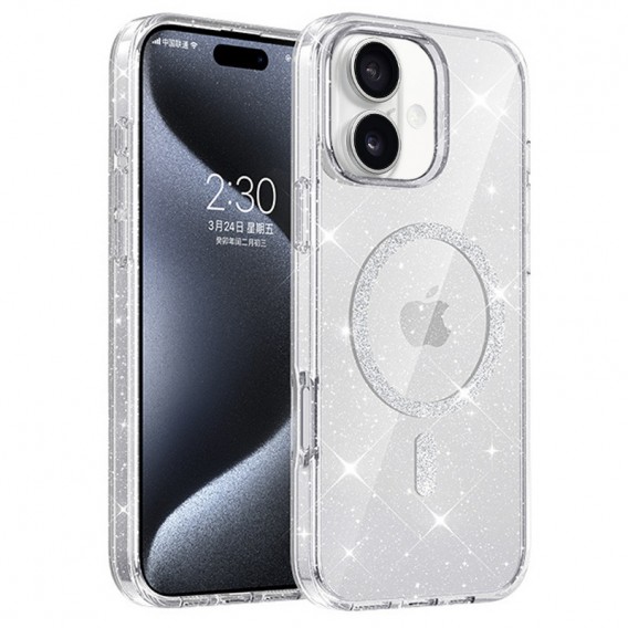 Чехол TPU Eclipse Sparkle (MagFit) для Apple iPhone 16 (6.1") Clear