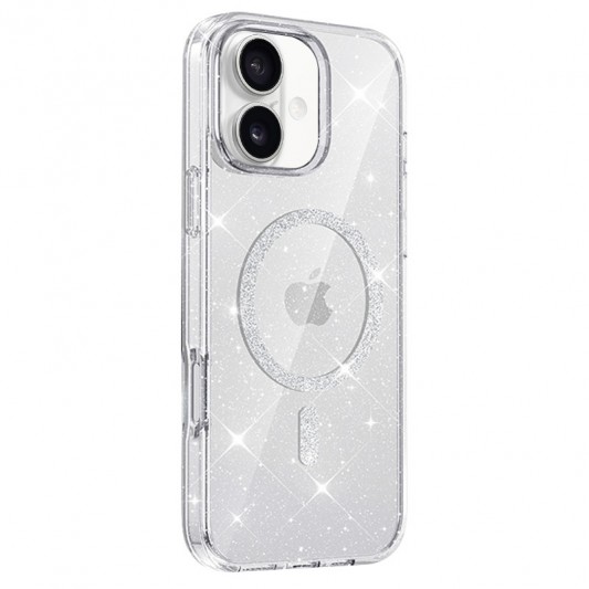 Чехол TPU Eclipse Sparkle (MagFit) для Apple iPhone 16 (6.1") Clear - изображение 1