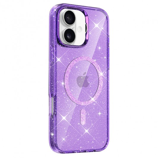 Чехол TPU Eclipse Sparkle (MagFit) для Apple iPhone 16 (6.1") Purple - изображение 1