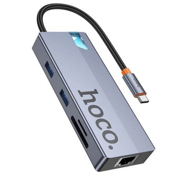 Переходник HUB Hoco HB52 Wow 8in1 (Type-C to HDTV+RJ45+SD/TF+PD+Type-C3.0+2xUSB3.0)