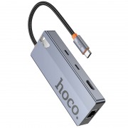 Переходник HUB Hoco HB52 Wow 8in1 (Type-C to HDTV+RJ45+SD/TF+PD+Type-C3.0+2xUSB3.0)