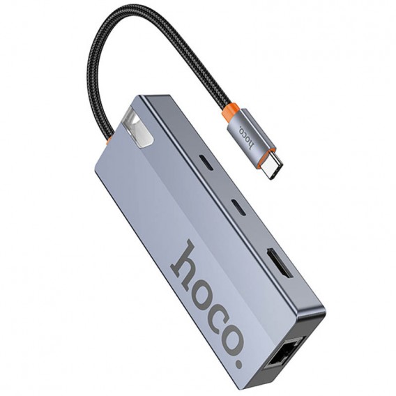 Переходник HUB Hoco HB52 Wow 8in1 (Type-C to HDTV+RJ45+SD/TF+PD+Type-C3.0+2xUSB3.0)