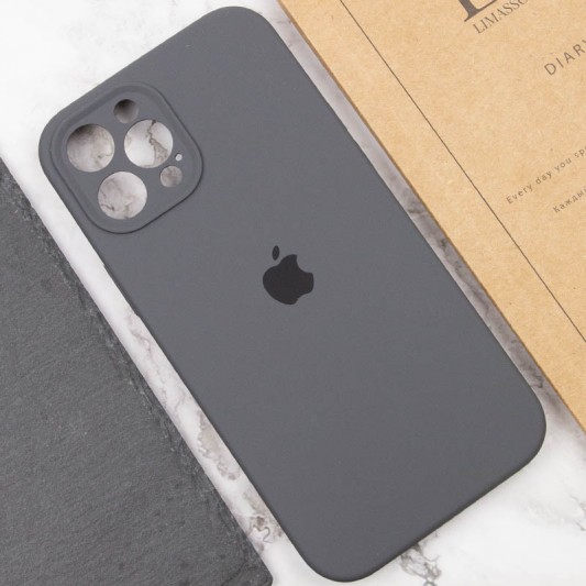 Чохол Silicone Case Full Camera Protective (AA) для Apple iPhone 12 Pro (6.1") Сірий / Dark Gray - зображення 4 